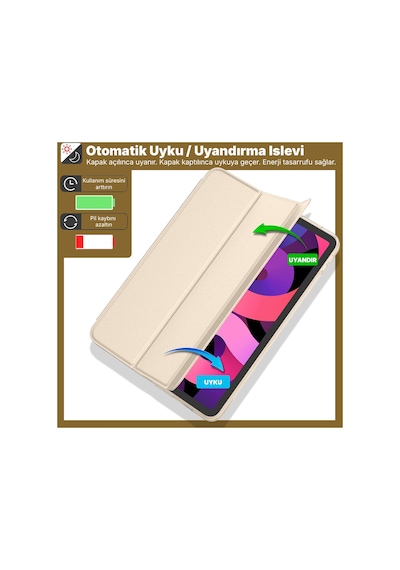 İpad 11. Nesil A16 Ve 10. Nesil 10.9" Uyumlu Kılıf A3355 A2696 Ultra İnce Standlı Kapak Starlight Kapaklı Kılıf