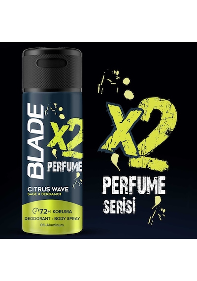 Blade X2 Perfume Citrus Wave Erkek Deodorant Body Spray 2x150 Ml Leke Bırakmaz %0 Alüminyum 23284416