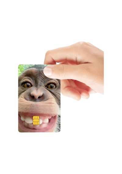 Sırıtan Maymun Temalı Parlak Kredi/banka Kart Kaplama Sticker Standart