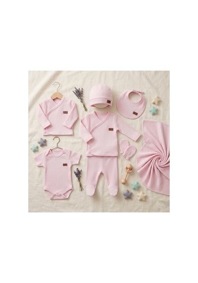 Bambık İmajbebe Raporlu Bebek Hastane Çıkışı Seti 7'li Pembe Pembe