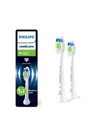 Optimal White Yedek Diş Fırçası Başlığı, 7 Kat Daha Fazla Plak Temizliği, Orta Yumuşak Fırça Başlığı, 2 Li Paket, Beyaz, Hx6062/87