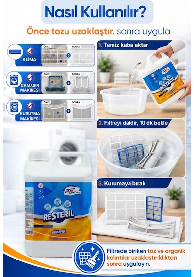 Resteril Banyo Küf Temizleyici Hipokloröz Asit Alet Dezenfektanı Hijyen Spreyi Küf Önleyici Dezenfektan 5 L