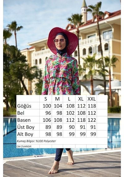 Remsa Önü Kapaklı Tam Kapalı Tesettür Mayo R112 Ayşe Lacivert