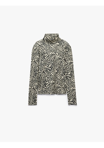 Koton Slim Fit Uzun Kollu Yarı Transparan Dik Yaka Zebra Desenli Bluz Bej Desenli 7wak50310ek Ekru Koton Slim Fit Uzun Kollu Yarı Transparan Dik Yaka Zebra Desenli Bluz Bej Desenli 7wak50310ek Ekru