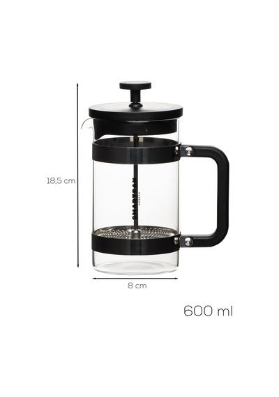 Tr Smartpan Bv008 French Press Paslanmaz Çelik Süzgeçli Cam Bitki Çayı Demliği Kahve Presi - 600 Ml Siyah Diğer