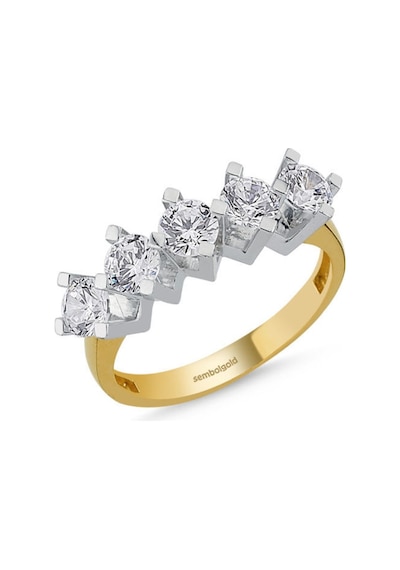 5 Taş Yüzük Sarı Altın Swarovski 285830100