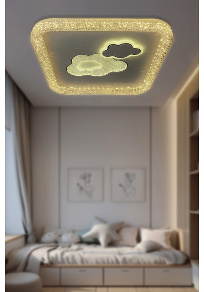 Salvadar Kare Plafonyer Kumandalı Led Avize Standart