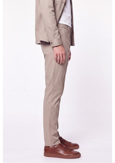 Comfort Fit Beli Lastikli Esnek Keten Bej Pantolon P 1221