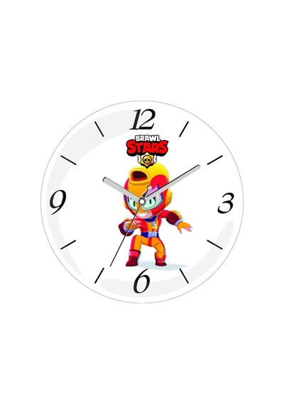 Brawl Stars Max Çap 30cm Sessiz Akar Bombeli Gerçek Cam Duvar Saati Çok Renkli