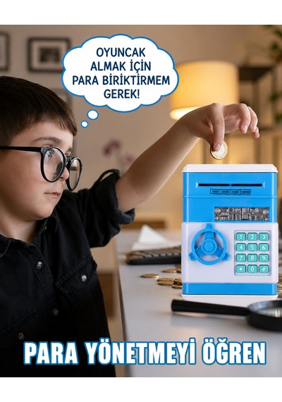 Çocuk Dijital Fotoğraf Makinesi + Şifreli Elektronik Kumbara Seti Eğitici Oyuncak Para Biriktirme & Fotoğraf Çekme