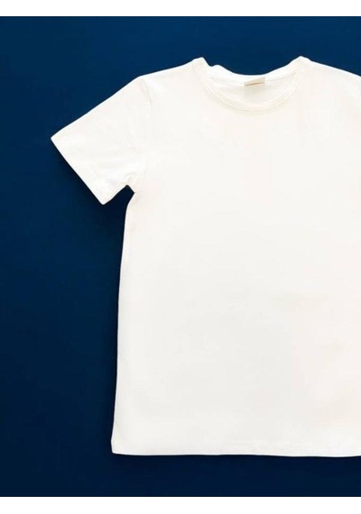 Cantoy Çocuk Pamuklu Bisiklet Yaka Basic Tshirt-14651 Ekru