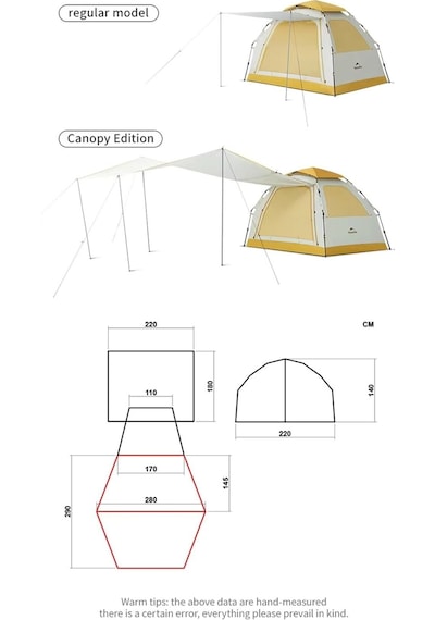 Naturehike Ango Es60 Gölgelikli Otomatik Kurulum Kamp Çadırı Thorn Yellow Sarı