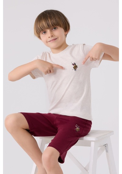 U.S. Polo Assn. U.s. Polo Assn Light Blue Bordo Erkek Çocuk Bermuda Takım 5274-43529 Bordo