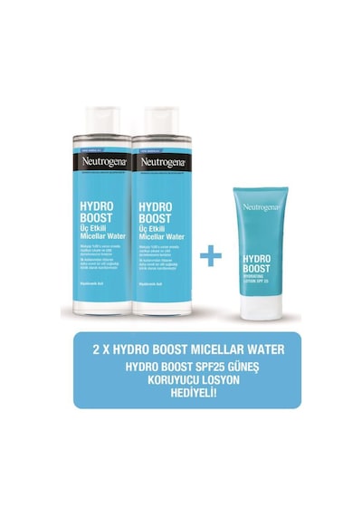 Neutrogena Hydro Boost Üç Etkili Micellar Water Makyaj Temizleme Suyu 400 Ml X 2 Adet + Hydro Boost Spf25 Nemlendirici Krem 50 Ml