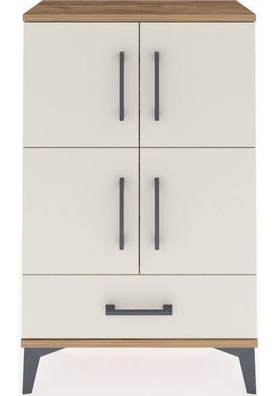 Arges Komodin 4 Raflı Tek Çekmeceli 4 Kapaklı 60x30x96 Çam-ay... Çam