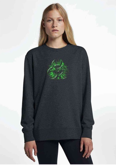 Nuclear Reactor Baskılı Füme Antrasit Kadın Sweatshirt