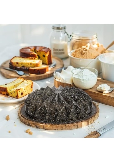 Thermo Döküm Gövdeli Kristal Kek Kalıbı 28cm, Dilimli Ve Döküm, Siyah Granit Benekli Pişirme Kabı, Kolay Çıka Diğer