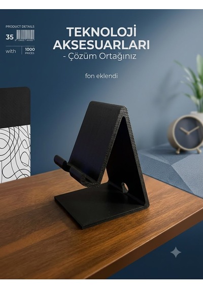 Telefon Tutucu Şarj Kablosu Takılabilir Telefon Standı Siyah