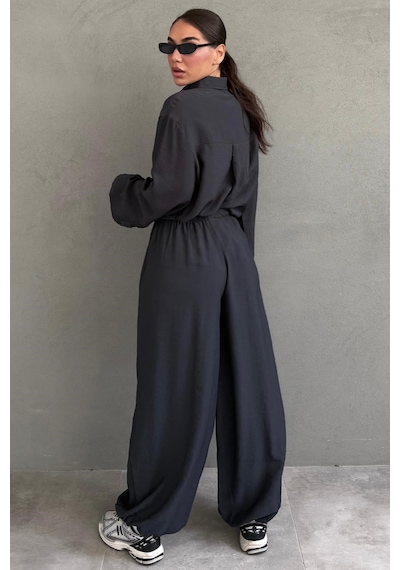 Madmext Füme Oversize Gömlek Balon Pantolon Kadın Takım Mg2779