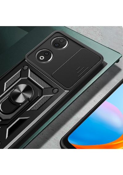Honor 90 Kılıf Sürgülü Tank Zırh Yüzüklü Mıknatıslı Standlı Kapak S-vega