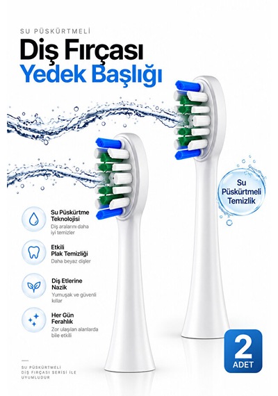 Su Püskürtmeli Sonik Elektrikli Diş Fırçası Yedek Başlığı