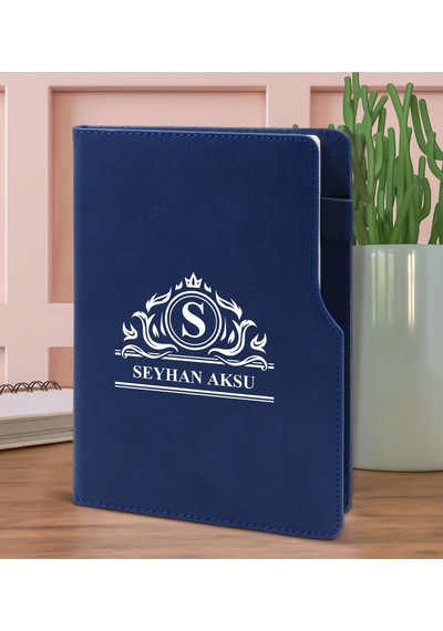 BK Gift Kişiye Özel İsimli Lacivert Termo Deri Not Defteri 15x21c