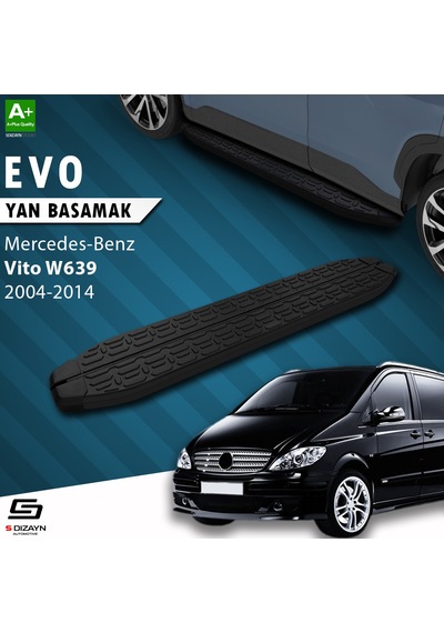 S-dizayn Mercedes Vito W639 Uzun Şase Evo Siyah Yan Basamak 253 Cm 2004-2014
