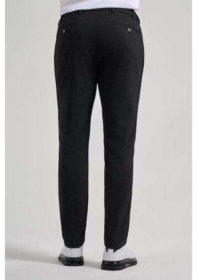 İmza Siyah Kendinden Desenli Yan Cep Slim Fit Jogger Pantolon 1003250161 Siyah