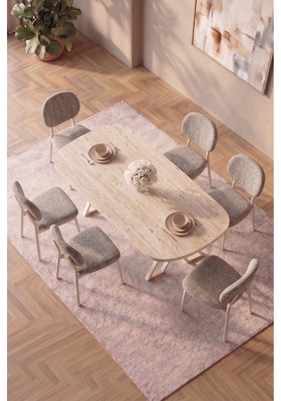 Hooli 90x168 Traverten Mdf Masa, Metal X Ayak, Metal Sandalye, 6 Kişilik Mutfak Masası Takımı Ve Yemek Masası Takımı Cappuccino Hooli 90x168 Traverten Mdf Masa, Metal X Ayak, Metal Sandalye, 6 Kişilik Mutfak Masası Takımı Ve Yemek Masası Takımı Cappuccino