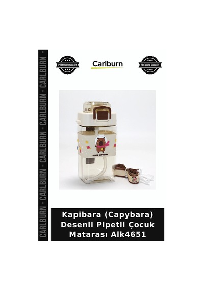 Kapibara Capybara Desenli Pipetli Çocuk Matarası Miniklere Özel Okul Eşyası Küçükler İçin Çok Renkli