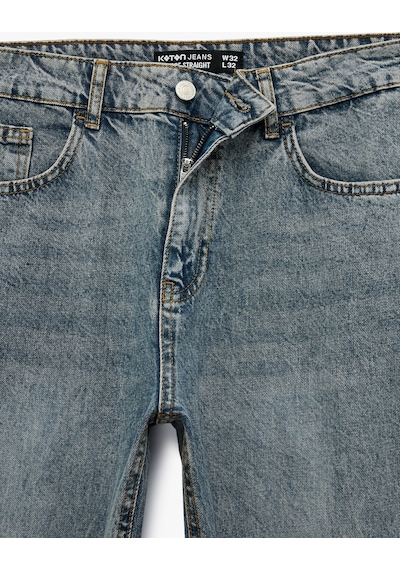 Koton Pamuklu Vintage Straight Fit Jean Pantolon İndigo Stone 7wam40127nd İndigo - Taş