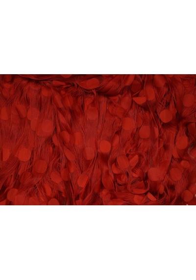 Puanlı Model Kırmızı Renk Hazır Ip Perde 300x270 Cm