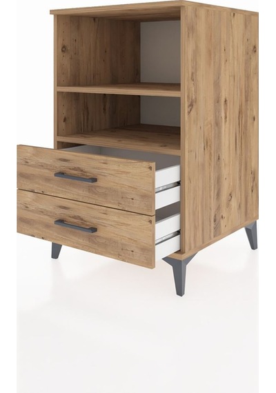 Kronos Komodin 2 Raflı 2 Çekmeceli 60x59x96 Çam-çam Çam