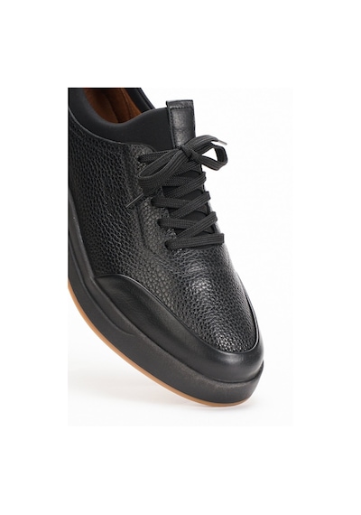 Fame Step Hakiki Deri Erkek Yürüyüş Ayakkabısı Casual Comfort Streç Yapı Bağcıksız Kullanım Ortopedik Günlük Rahat Taban Siyah Sneaker Napoli