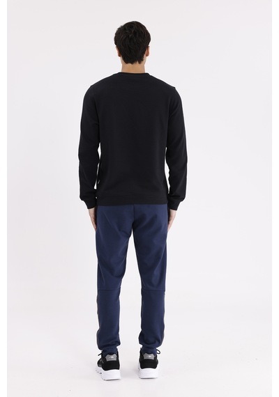 Modal Karışımlı Rahat Kalıp Kordonlu Elastik Bel Yan Cepli Reflektif Şerit Detaylı Ribana Paça Eşofman Altı Navyblue-brown