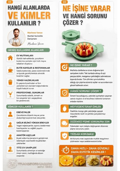 Pratik Çok Fonksiyonlu Meyve Sebze Dilimleyici Seti - Paslanmaz Çelik Değiştirilebilir Bıçaklı Elma Patates Mango Genel