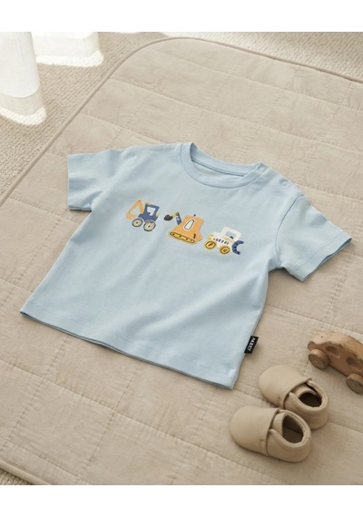 Tuffy Açık Mavi Erkek Bebek Buz Mavi Çizgi Desenli Kısa Kollu T-shirt