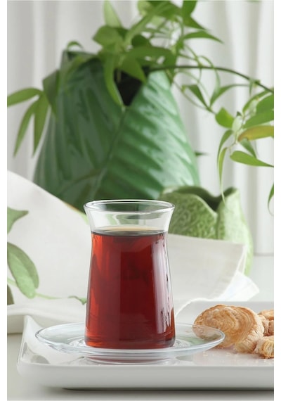Lav Vera Cam Çay Seti 6 Kişilik 180 ml (6 Çay Bardağı, 6 Çay Tabağı)