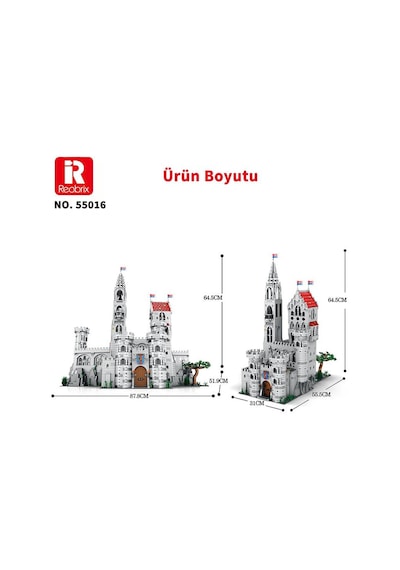 Reobrix 55016 Kral Kalesi Yaratıcı Yapı Blok Seti Building Blocks King's Castle - 3999 Parça