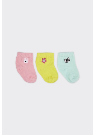 Panço Kız Bebek Nakışlı Soket Çorap Seti Renkli 2412GB11001