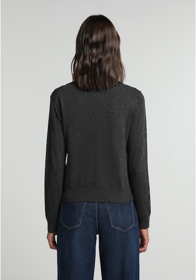 Colin's Colins Slim Fit Yuvarlak Yaka Düz Kadın Antrasit Hırka Cl1076473 Q1.v2 Anm Antra Melanj