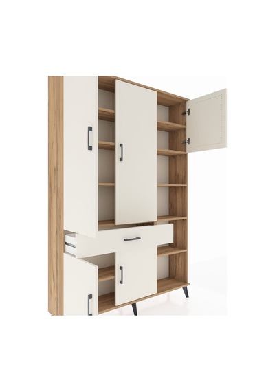 Arges Dolap 10 Raflı Tek Çekmeceli 5 Kapaklı 132x30x195 Çam-a... Çam