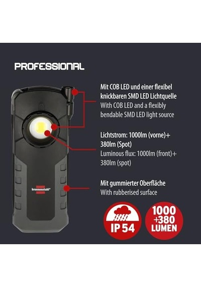 Profesyonel Serisi 1000+380 Lümen Mıknatıslı 12 Saat Kullanım Ip54 Lisanslı Teleskopik Hareketli Led El Feneri Genel Profesyonel Serisi 1000+380 Lümen Mıknatıslı 12 Saat Kullanım Ip54 Lisanslı Teleskopik Hareketli Led El Feneri Genel