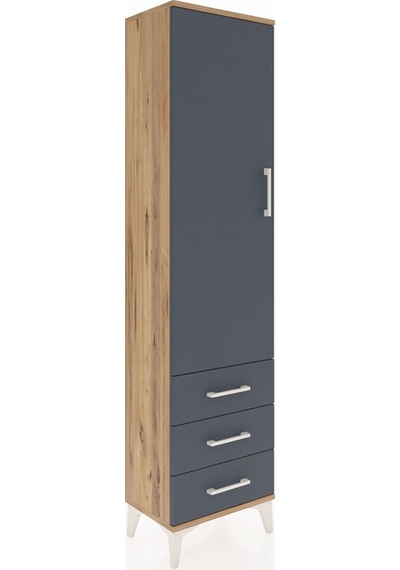 Arges Dolap 4 Raflı 3 Çekmeceli Tek Kapaklı 44x30x182 Çam-ant... Çam