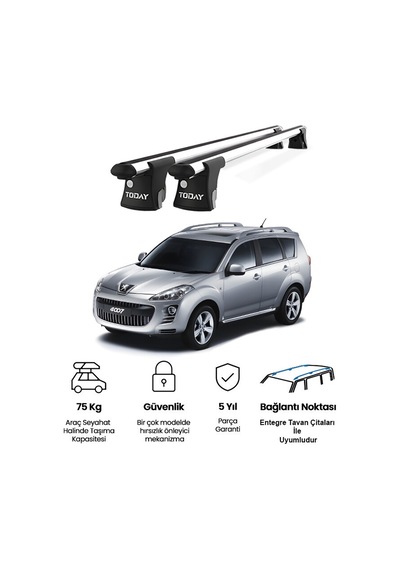 Trio-ı Peugeot 4007 2007-2012 Uyumlu Kilitli Ara Atkı 135cm Port Bagaj Tavan Barı