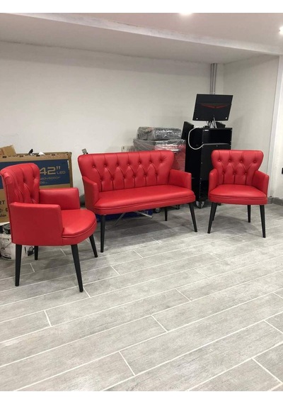 Garden House Pera Ofis Büro Bekleme Koltuk Takımı Kırmızı Renk Ahşap Ayak Kapitoneli Kırmızı Garden House Pera Ofis Büro Bekleme Koltuk Takımı Kırmızı Renk Ahşap Ayak Kapitoneli Kırmızı