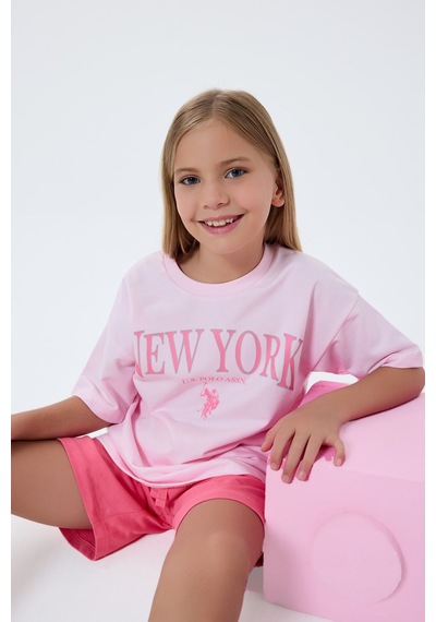 U.S. Polo Assn. Kız Çocuk Pembe Şort Takım Us2510-c-v1 Pembe