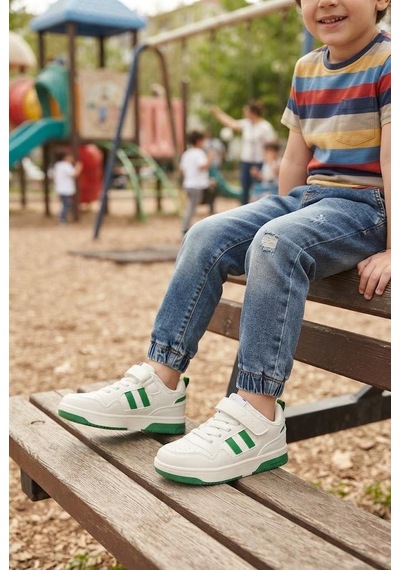 Fort Cool Foor Rahat Esnek Sneaker Erkek Çocuk Spor Ayakkabı Beyaz - Yeşil