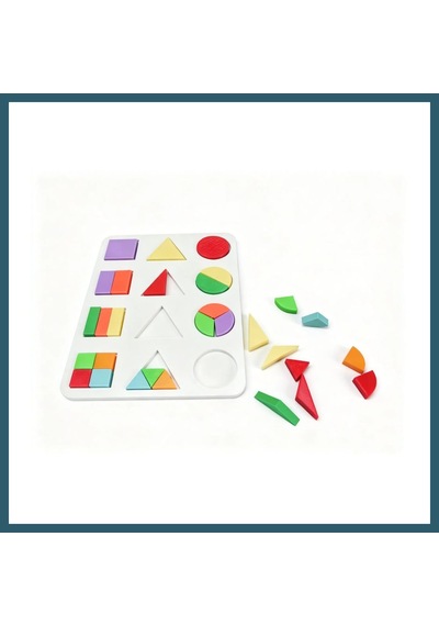 Bezos 3d Baskı Geometrik Şekiller Ve Kesirler Eğitim Seti - Renkli Şekil Eşleştirme Puzzle, Montessori Öğretim Materyali Ob