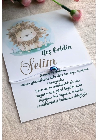 Nazar Bileklik - 40 Adet Kişiye Özel Aslan Kartlı Nazar Boncuklu